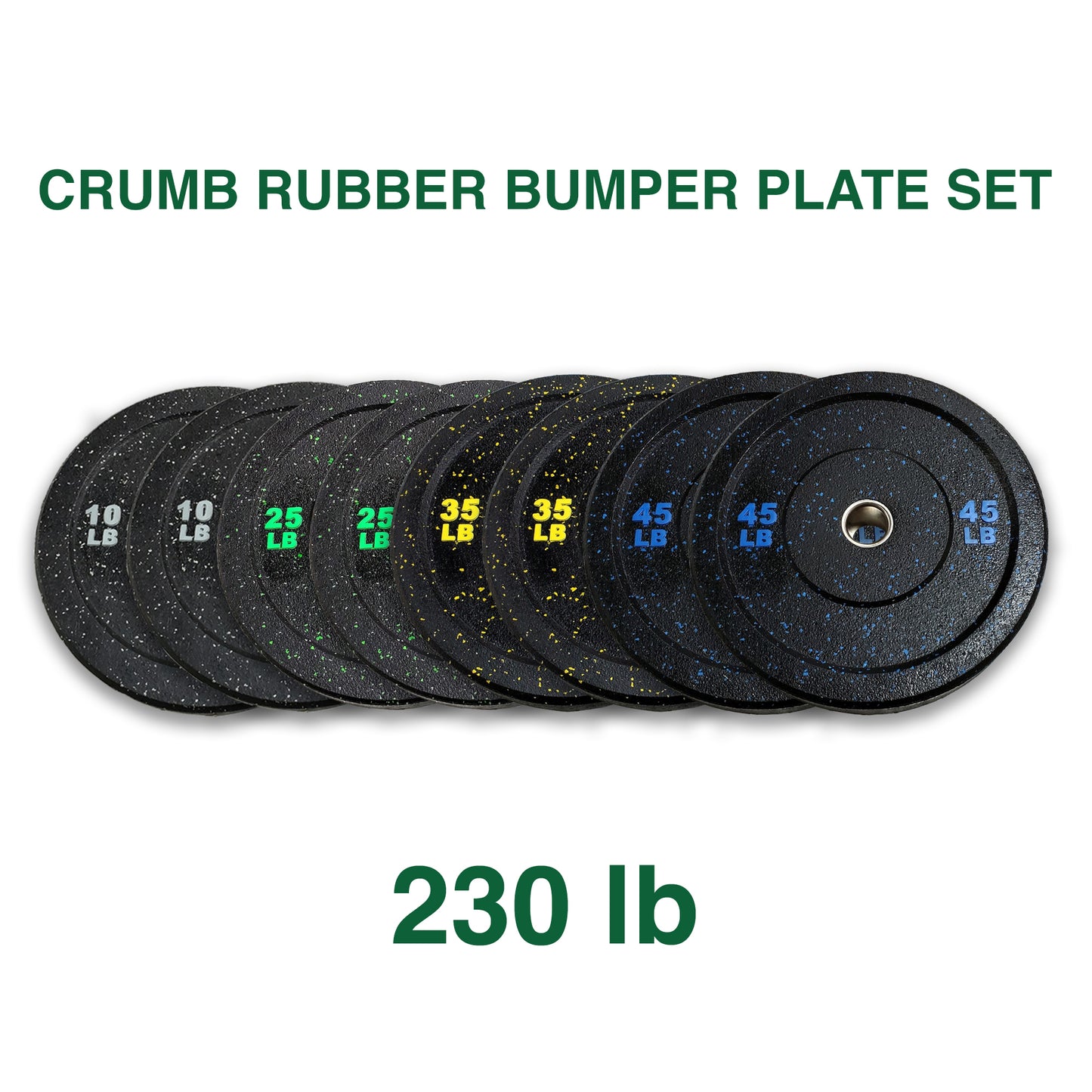 230lb Crumb Rubber Bumper Plate Set