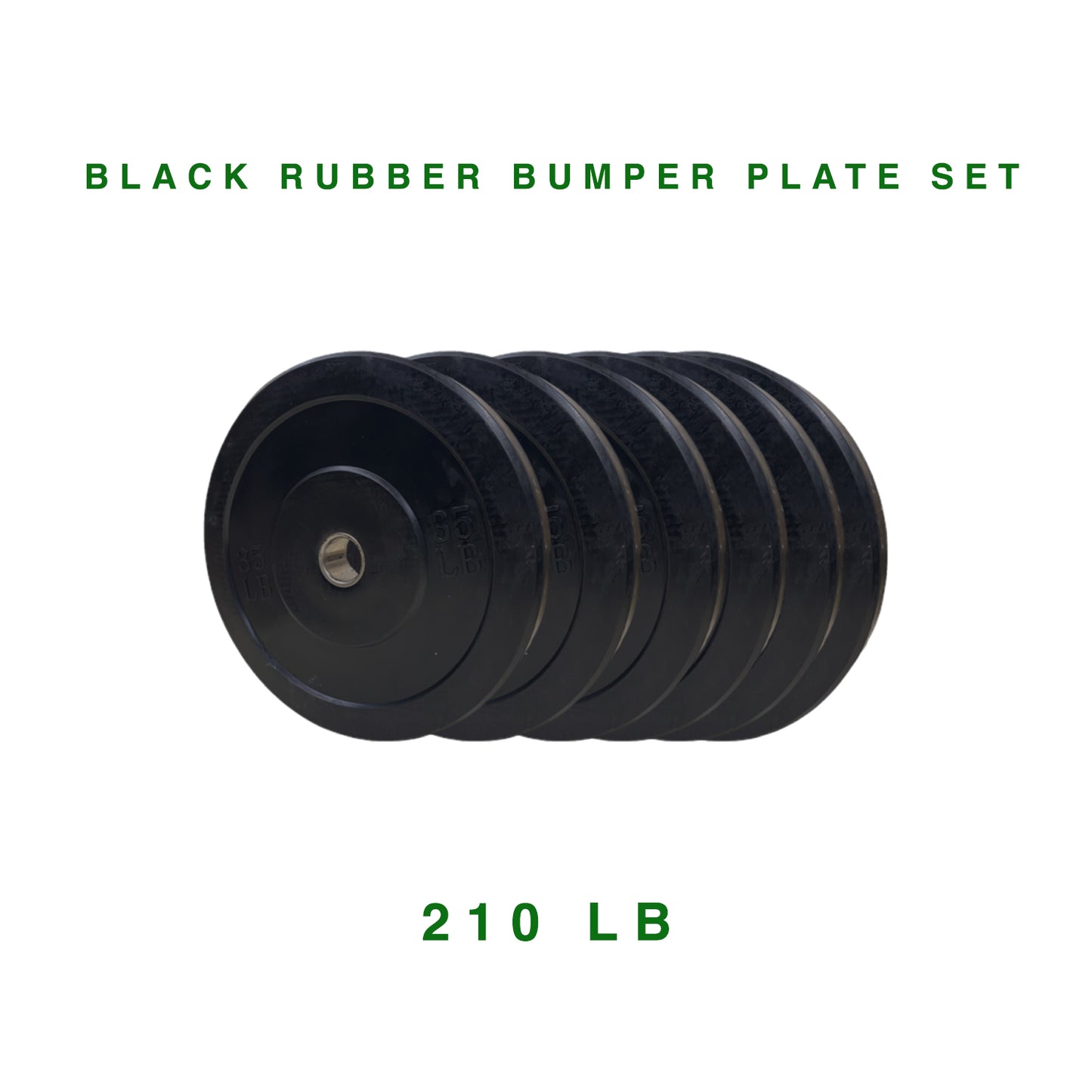 210 LB BLACK RUBBER BUMPER PLATE SET