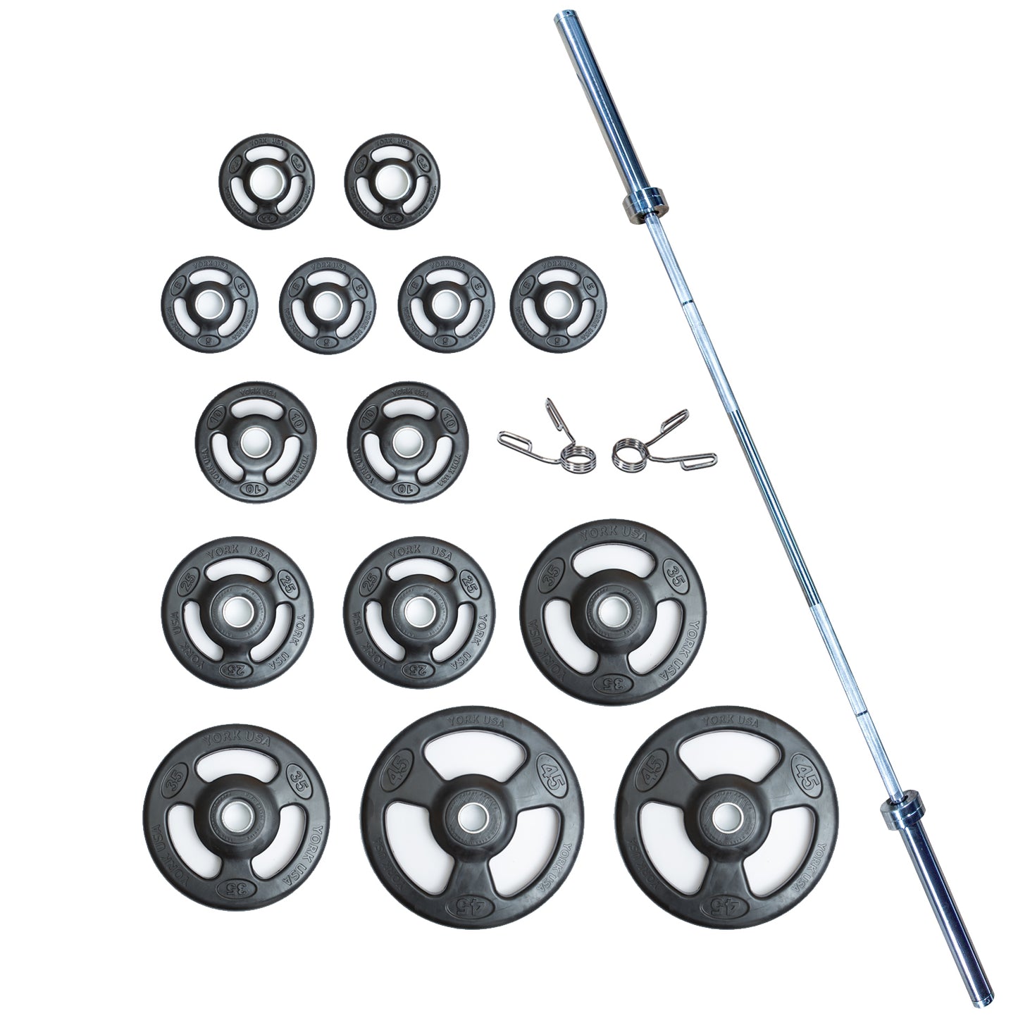 300lb Iso-Grip Rubber-Encased Steel Olympic Plate Set