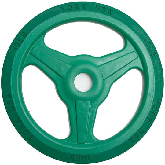 York 10lb Olympic Rubber/Bumper milled grip plate green