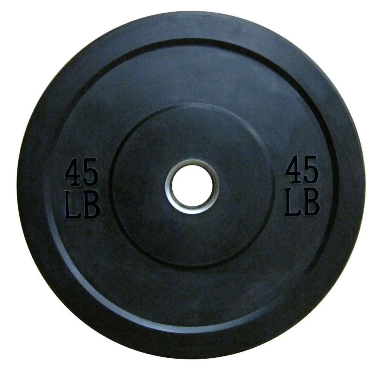 45 LB BLACK OLYMPIC RUBBER BUMPER PLATE