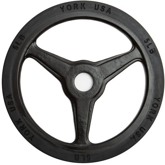 York 5lb Olympic Rubber/Bumper milled grip plate black